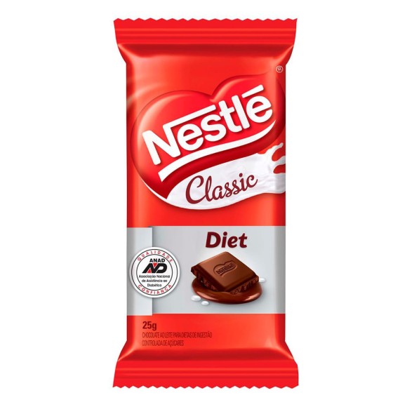 CHOCOLATE AO LEITE DIET NESTLÉ CLASSIC 25G