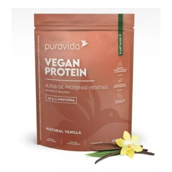 Suplemento Em Pó Pura Vida Proteína Vegetal Vegan Whey Sabor Vanilla Em Saco De 450g
