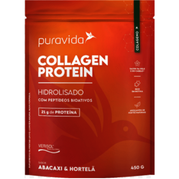 Collagen Protein Abacaxi Hortelã 450g Puravida